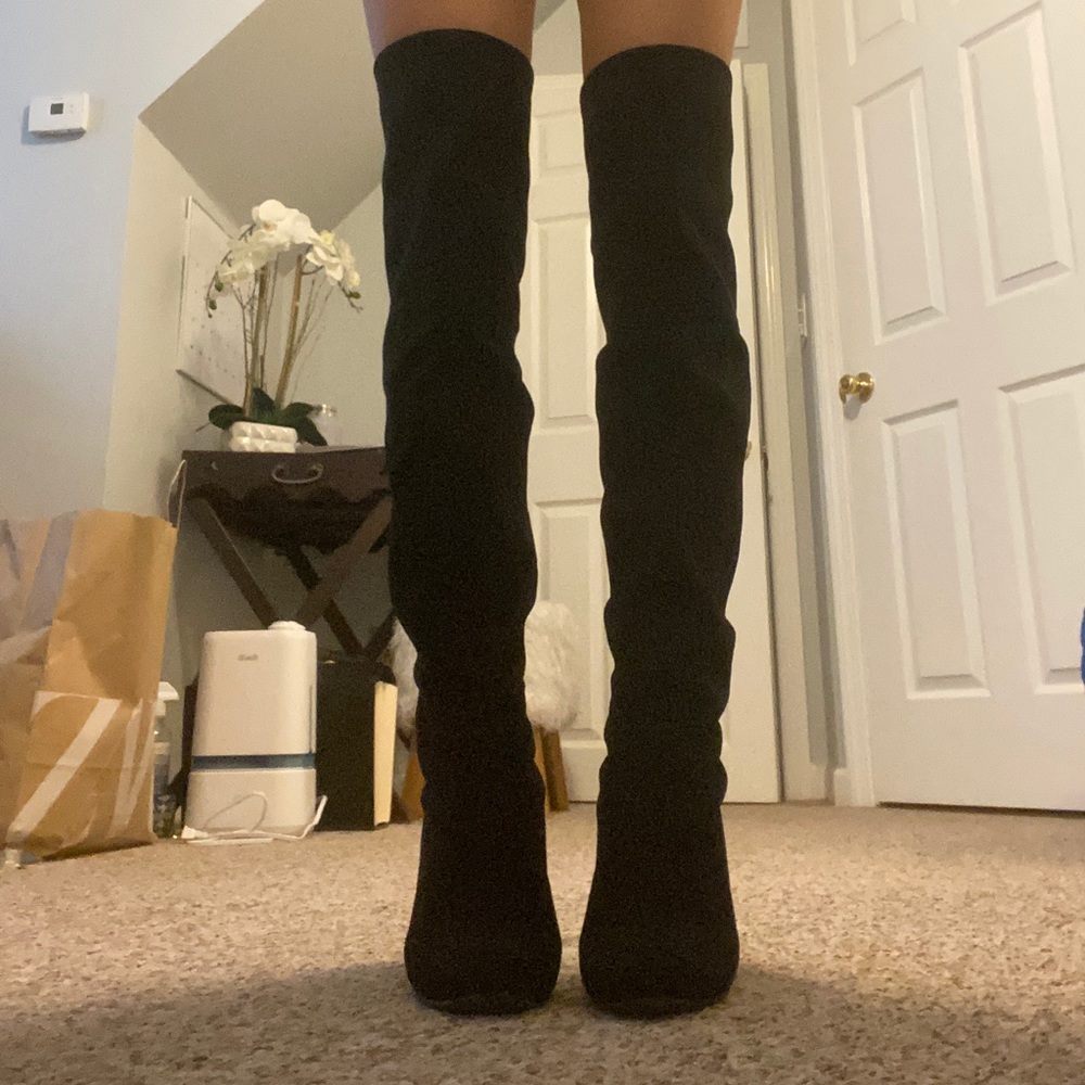 Suede knee high boots